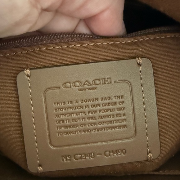 LIKE NEW!!! Coach Tan/Brown Signature Satchel with Black Trim - Picture 7 of 9